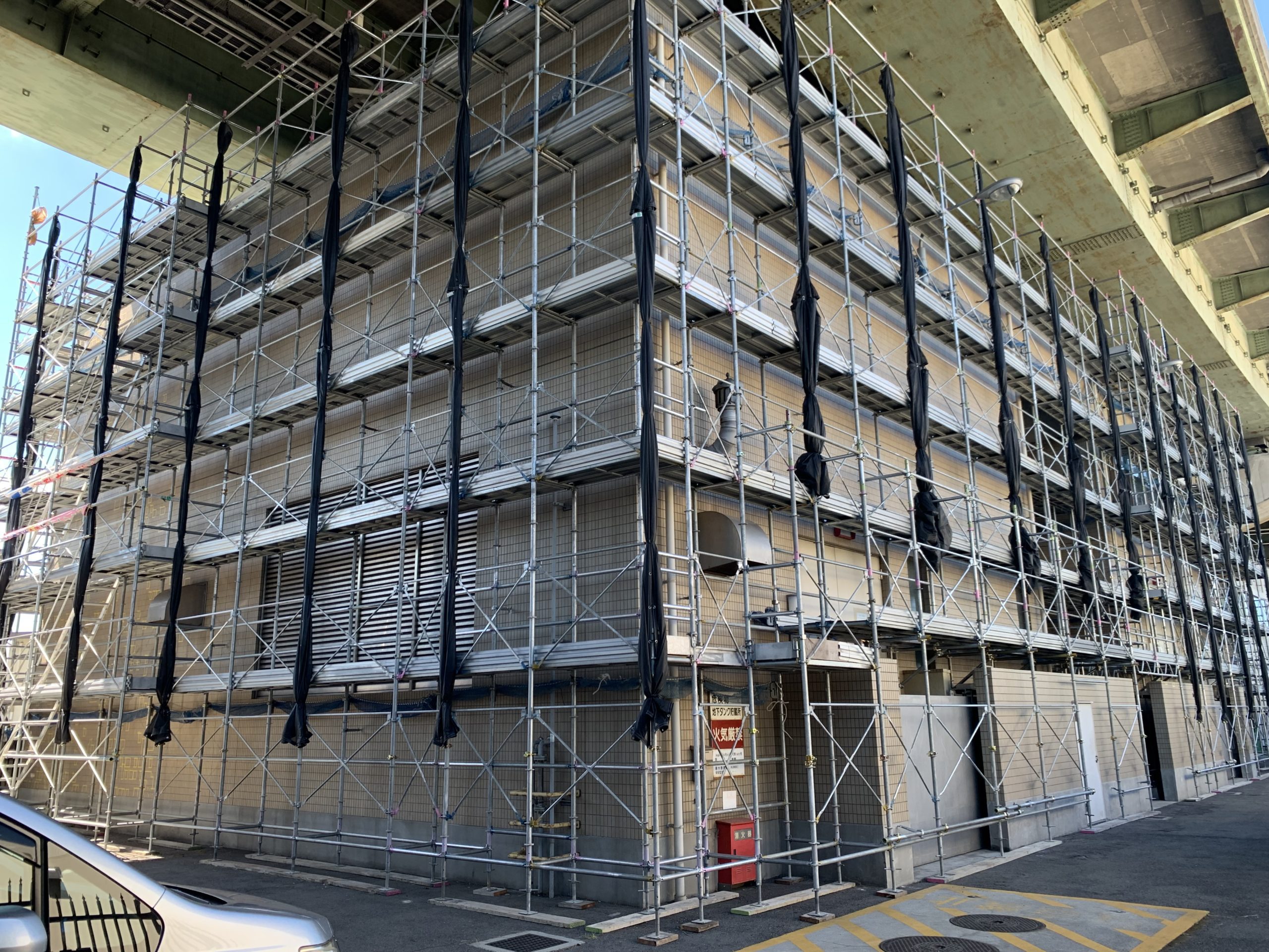 泉大津市現場｜足場台風養生